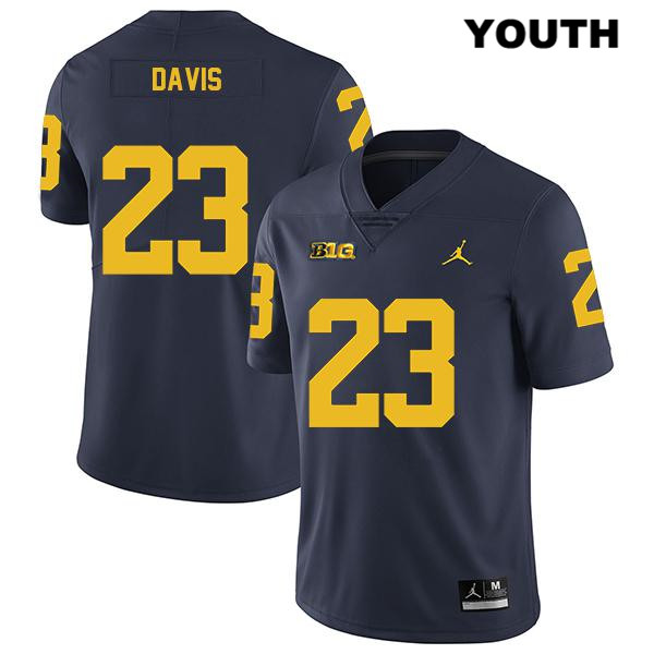 Youth NCAA Michigan Wolverines Jared Davis #23 Navy Jordan Brand Authentic Stitched Legend Football College Jersey HM25P15UX